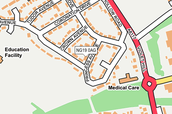 NG19 0AG map - OS OpenMap – Local (Ordnance Survey)