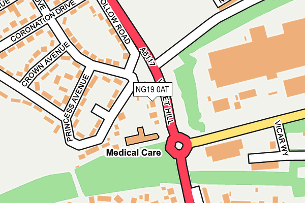 NG19 0AT map - OS OpenMap – Local (Ordnance Survey)