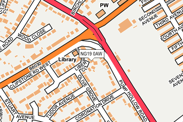 NG19 0AW map - OS OpenMap – Local (Ordnance Survey)
