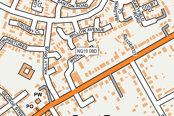 NG19 0BD map - OS OpenMap – Local (Ordnance Survey)