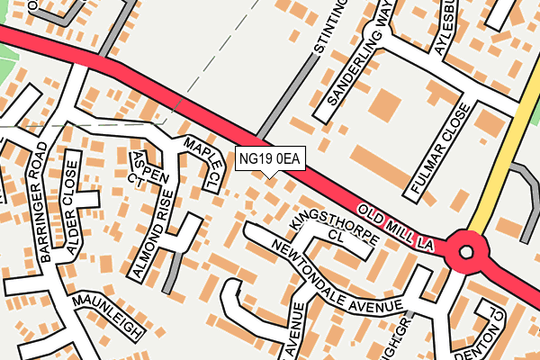 NG19 0EA map - OS OpenMap – Local (Ordnance Survey)