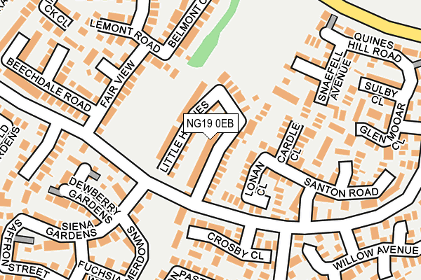 NG19 0EB map - OS OpenMap – Local (Ordnance Survey)