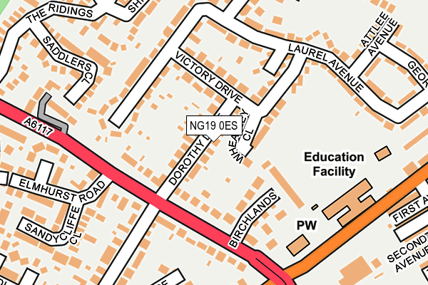 NG19 0ES map - OS OpenMap – Local (Ordnance Survey)