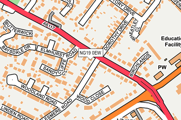 NG19 0EW map - OS OpenMap – Local (Ordnance Survey)