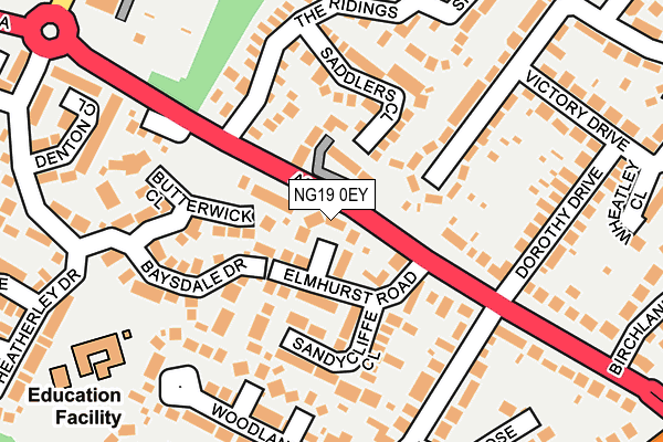 NG19 0EY map - OS OpenMap – Local (Ordnance Survey)