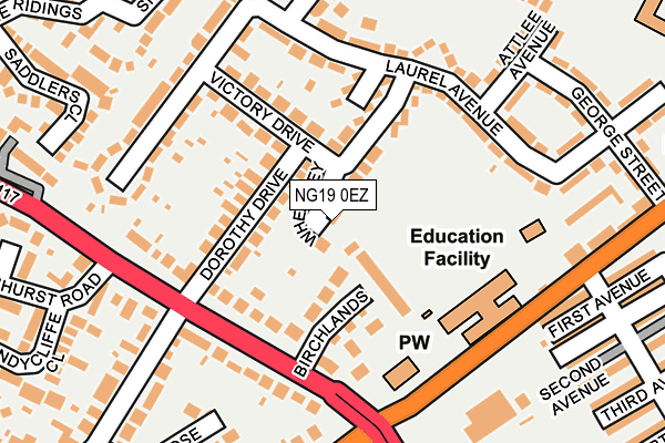 NG19 0EZ map - OS OpenMap – Local (Ordnance Survey)