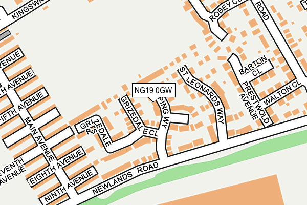 NG19 0GW map - OS OpenMap – Local (Ordnance Survey)