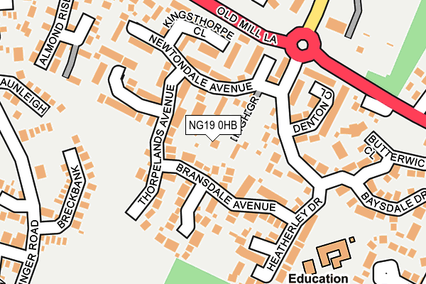 NG19 0HB map - OS OpenMap – Local (Ordnance Survey)