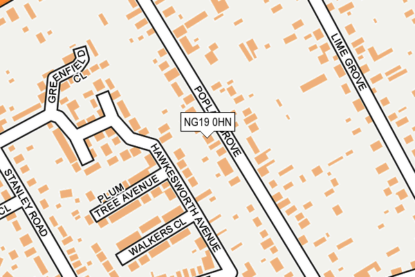 NG19 0HN map - OS OpenMap – Local (Ordnance Survey)