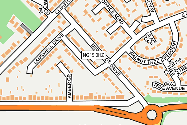 NG19 0HZ map - OS OpenMap – Local (Ordnance Survey)