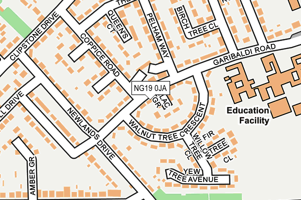 NG19 0JA map - OS OpenMap – Local (Ordnance Survey)