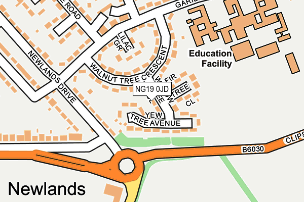 NG19 0JD map - OS OpenMap – Local (Ordnance Survey)