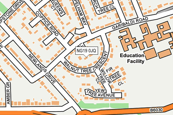 NG19 0JQ map - OS OpenMap – Local (Ordnance Survey)