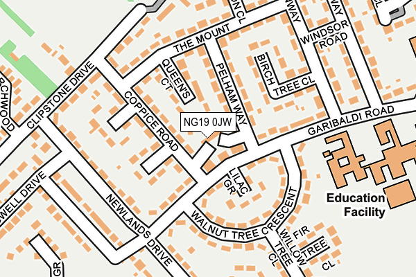 NG19 0JW map - OS OpenMap – Local (Ordnance Survey)