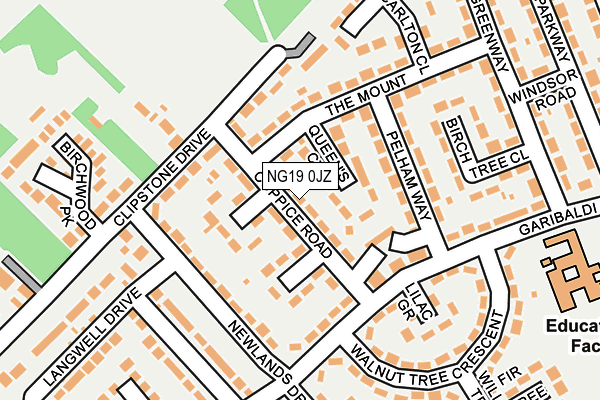 NG19 0JZ map - OS OpenMap – Local (Ordnance Survey)