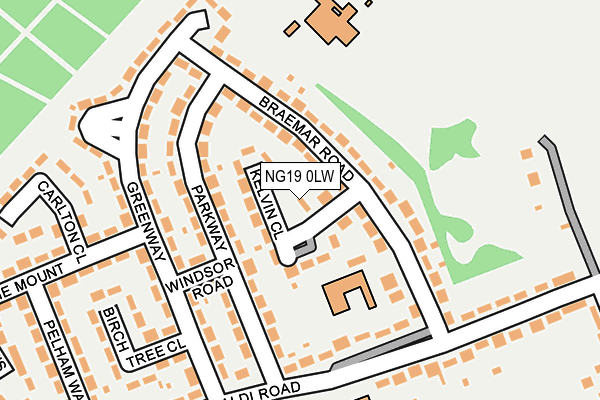 NG19 0LW map - OS OpenMap – Local (Ordnance Survey)