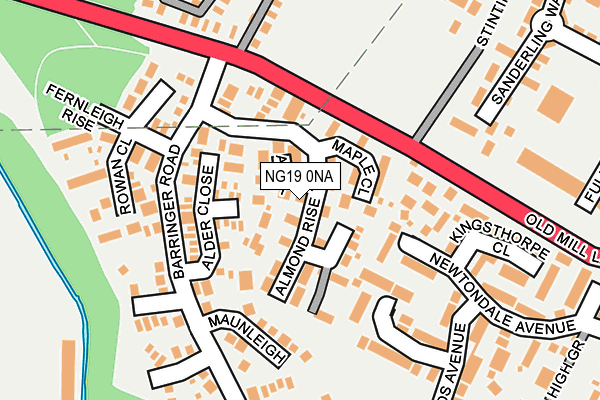 NG19 0NA map - OS OpenMap – Local (Ordnance Survey)