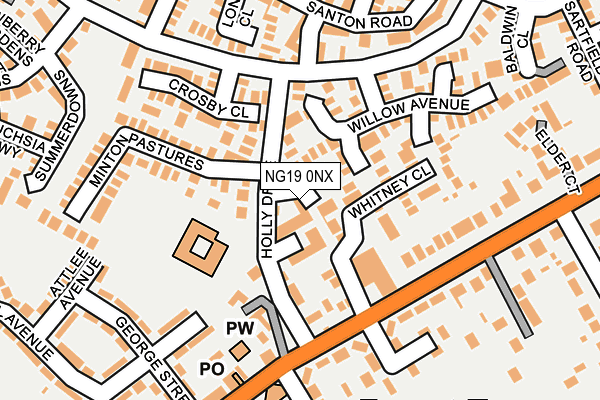 NG19 0NX map - OS OpenMap – Local (Ordnance Survey)