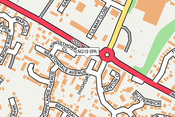 NG19 0PA map - OS OpenMap – Local (Ordnance Survey)