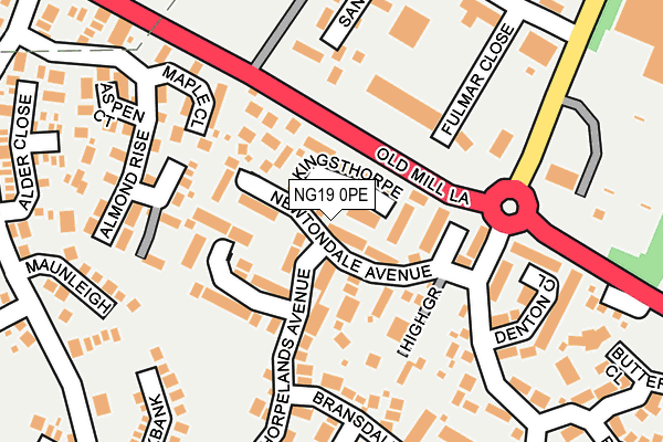 NG19 0PE map - OS OpenMap – Local (Ordnance Survey)