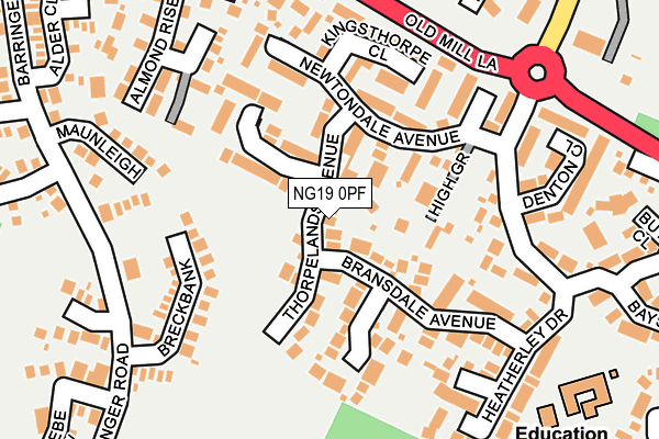 NG19 0PF map - OS OpenMap – Local (Ordnance Survey)