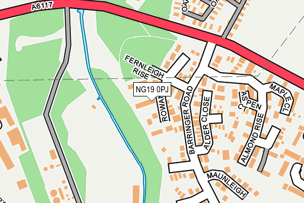 NG19 0PJ map - OS OpenMap – Local (Ordnance Survey)