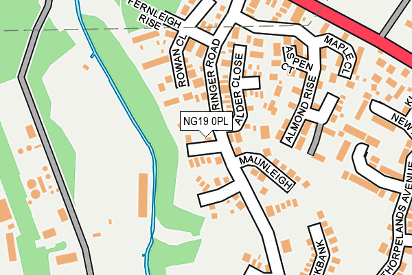 NG19 0PL map - OS OpenMap – Local (Ordnance Survey)