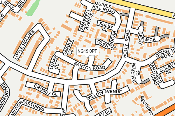 NG19 0PT map - OS OpenMap – Local (Ordnance Survey)