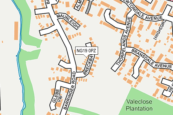 NG19 0PZ map - OS OpenMap – Local (Ordnance Survey)