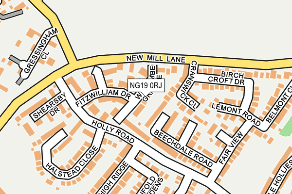 NG19 0RJ map - OS OpenMap – Local (Ordnance Survey)