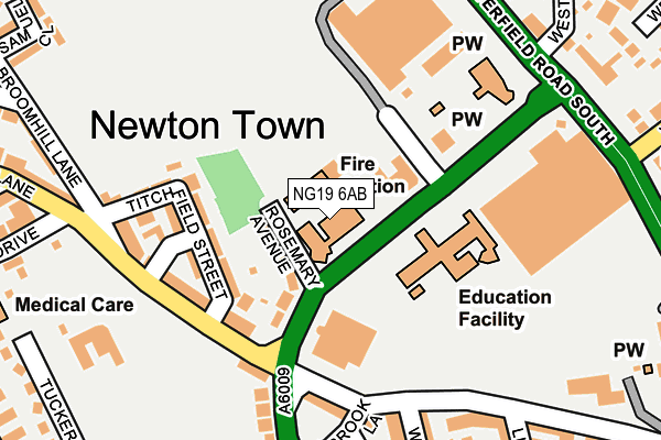 NG19 6AB map - OS OpenMap – Local (Ordnance Survey)