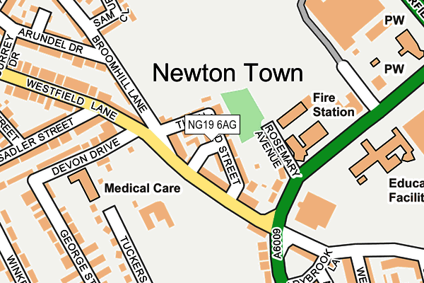 NG19 6AG map - OS OpenMap – Local (Ordnance Survey)