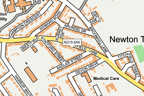 NG19 6AH map - OS OpenMap – Local (Ordnance Survey)