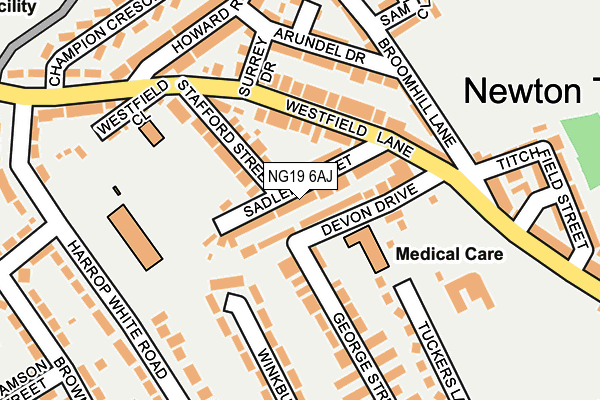 NG19 6AJ map - OS OpenMap – Local (Ordnance Survey)