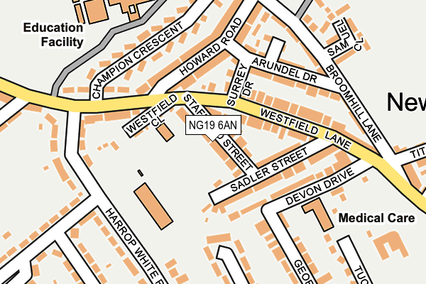 NG19 6AN map - OS OpenMap – Local (Ordnance Survey)