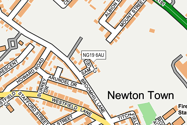 NG19 6AU map - OS OpenMap – Local (Ordnance Survey)