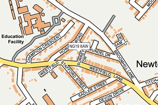 NG19 6AW map - OS OpenMap – Local (Ordnance Survey)