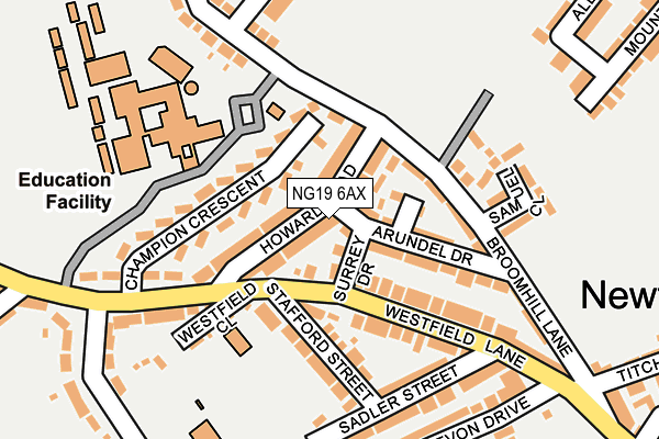 NG19 6AX map - OS OpenMap – Local (Ordnance Survey)