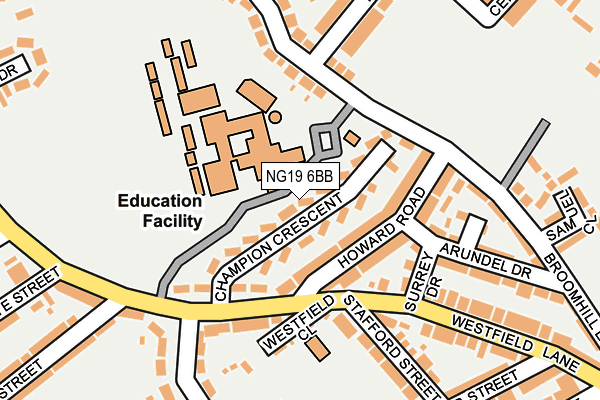 NG19 6BB map - OS OpenMap – Local (Ordnance Survey)