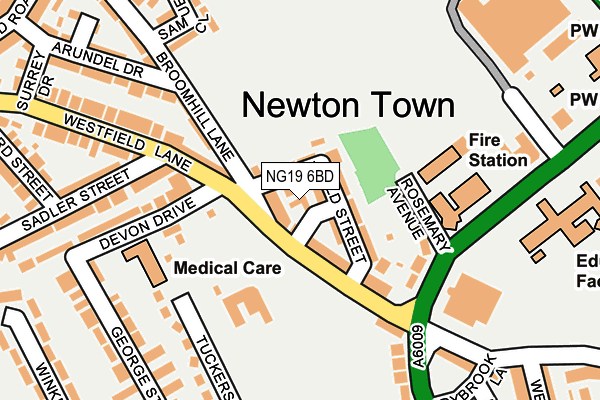 NG19 6BD map - OS OpenMap – Local (Ordnance Survey)