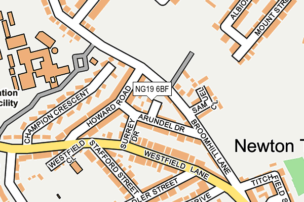 NG19 6BF map - OS OpenMap – Local (Ordnance Survey)