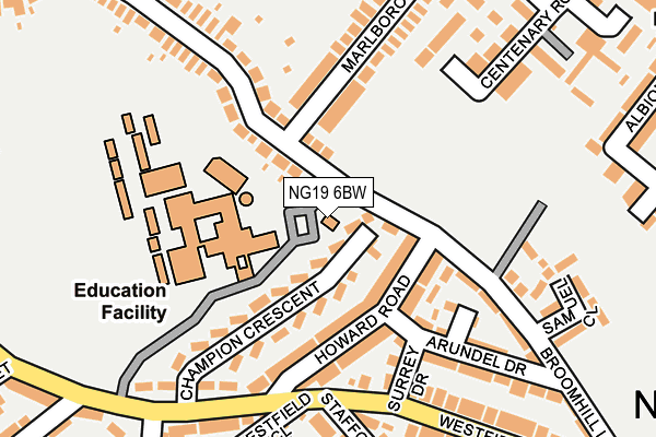 NG19 6BW map - OS OpenMap – Local (Ordnance Survey)