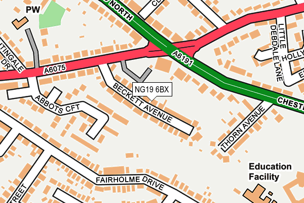 NG19 6BX map - OS OpenMap – Local (Ordnance Survey)