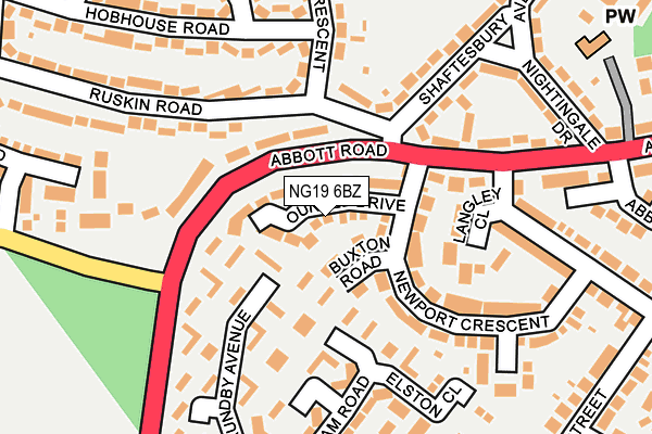 NG19 6BZ map - OS OpenMap – Local (Ordnance Survey)