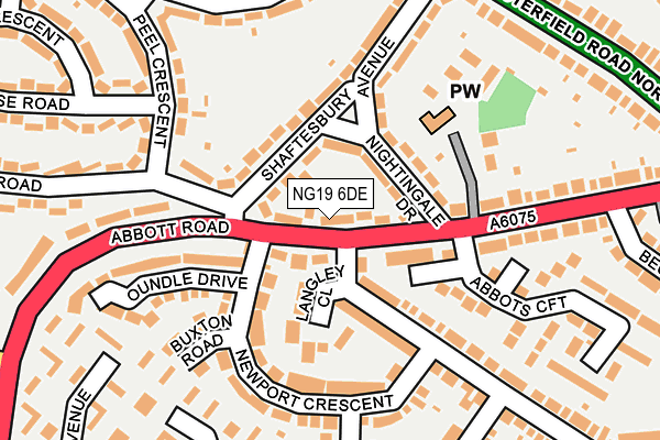 NG19 6DE map - OS OpenMap – Local (Ordnance Survey)