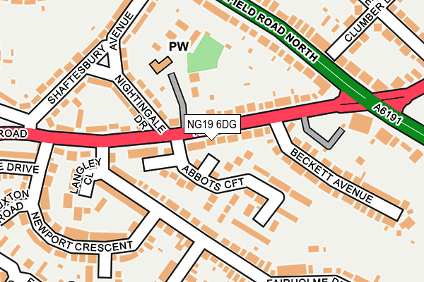 NG19 6DG map - OS OpenMap – Local (Ordnance Survey)