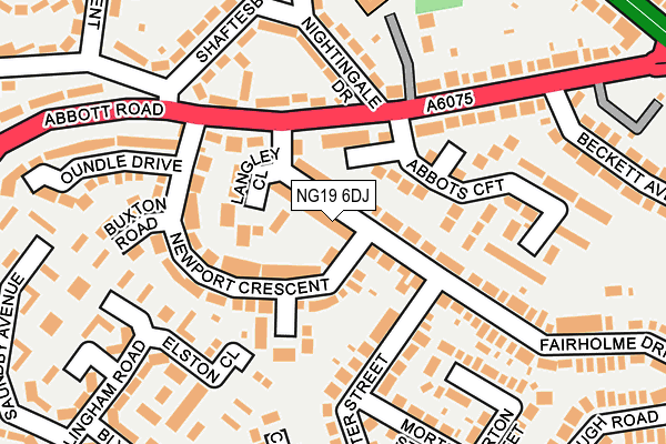 NG19 6DJ map - OS OpenMap – Local (Ordnance Survey)