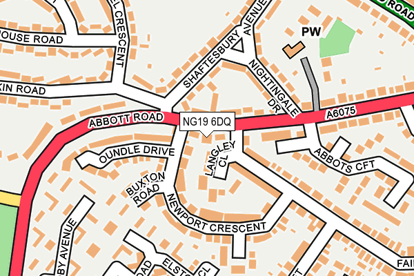 NG19 6DQ map - OS OpenMap – Local (Ordnance Survey)