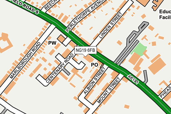 NG19 6FB map - OS OpenMap – Local (Ordnance Survey)