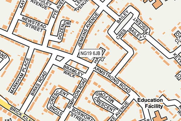 NG19 6JB map - OS OpenMap – Local (Ordnance Survey)